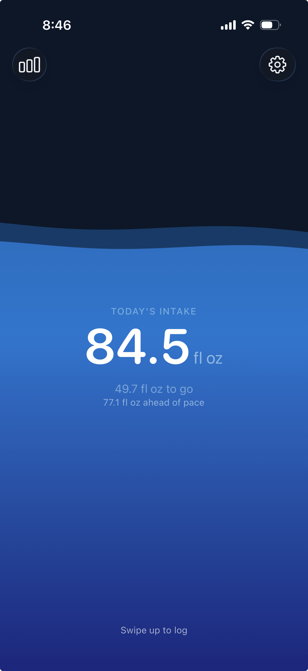 Intake app daily water tracking screen